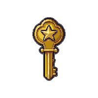 Brass Skeleton Key With Star Bow — free pixel art sprite from the Runner Keys collection, transparent PNG