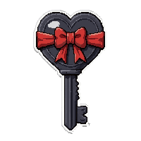 Heart Shaped Bow Key With Red Ribbon Tied — free pixel art sprite from the Runner Keys collection, transparent PNG