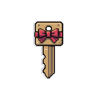 modern card key with red ribbon tied