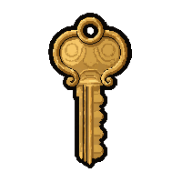 ornate gold key covered in dust