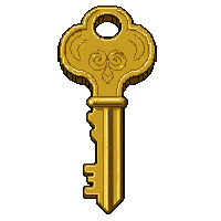 Ornate Gold Key Plain — free pixel art sprite from the Runner Keys collection, transparent PNG