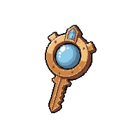 silver crystal key with gear bow