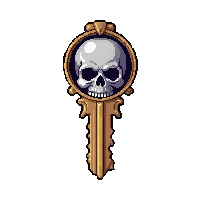 silver crystal key with skull bow