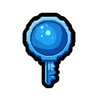 tiny clockwork key glowing blue with magic