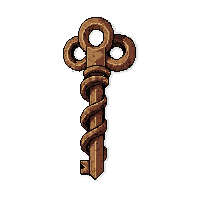 Twisted Spiral Key Rusty Old — free pixel art sprite from the Runner Keys collection, transparent PNG