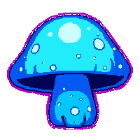 blue glowing bioluminescent  sprouting spores