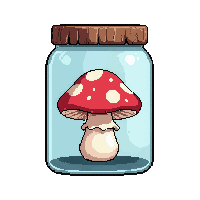 crystal transparent mushroom  in glass jar