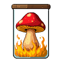fire ember mushroom  in glass jar