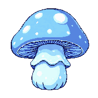 ice frost mushroom  magical aura glow