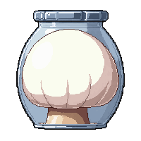 White Puffball Round In Glass Jar — free pixel art sprite from the Runner Mushrooms collection, transparent PNG
