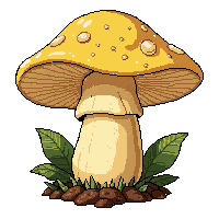 Yellow Golden Chanterelle Growing On Log — free pixel art sprite from the Runner Mushrooms collection, transparent PNG