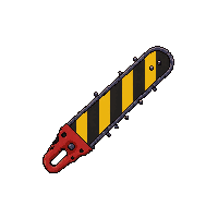 metal saw blade  danger striped yellow and black