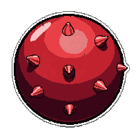 rolling spiked ball  blood spattered