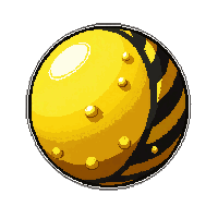 rolling spiked ball  danger striped yellow and black