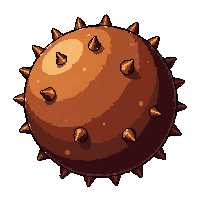 rolling spiked ball  rust stained