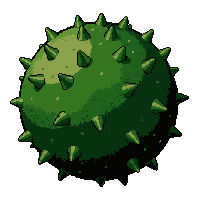 rolling spiked ball  vine overgrown