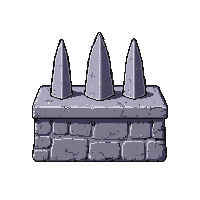 row of three iron spikes  newly built clean