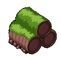 stack of barrels  moss covered