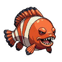 clownfish coral  fierce predator pose