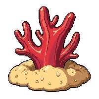 coral branch red  sand covered buried