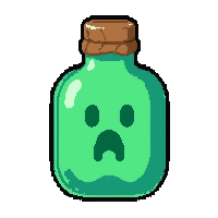Message Bottle Corked Cursed Ghostly Green — free pixel art sprite from the Runner Ocean Treasures collection, transparent PNG