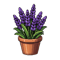 Purple Lavender Bunch Potted In Clay Pot — free pixel art sprite from the Runner Plants collection, transparent PNG