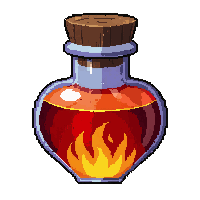 fire red orange  heart shaped vial