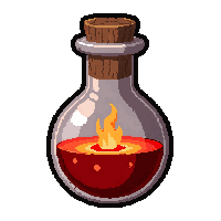 fire red orange  round bulb flask