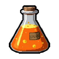 growth orange  diamond shaped flask