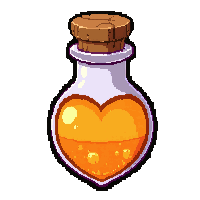growth orange  heart shaped vial