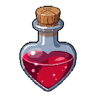 healing red  heart shaped vial
