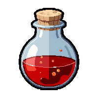 healing red  round flask with cork