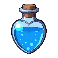 mana blue  heart shaped vial