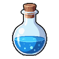 mana blue  round flask with cork