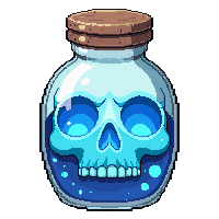 mana blue  skull shaped jar