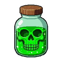 poison green  skull shaped jar
