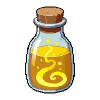 Speed Yellow Twisted Spiral Bottle — free pixel art sprite from the Runner Potions collection, transparent PNG