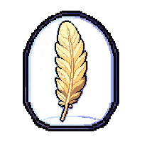 feather of slow fall  in a glass capsule