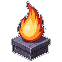 fireball  on a small pedestal