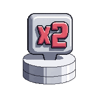 score multiplier x2  on a small pedestal