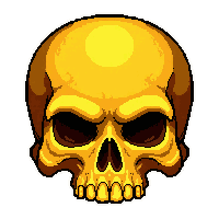 Skull Of Necromancy Golden Radiant Glow — free pixel art sprite from the Runner Rpg Artifacts collection, transparent PNG