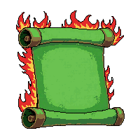 healing green scroll  burning edges on fire
