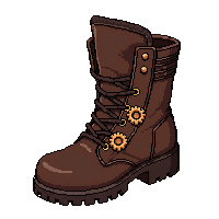 boot with gears  chocolate brown suede