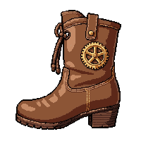 boot with gears  copper accent detail