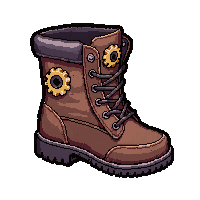 boot with gears  mechanic oil stained
