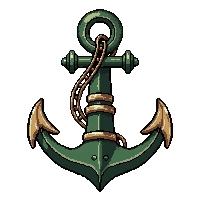 airship anchor chain  copper patina green