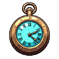 brass pocket watch  glowing aether blue