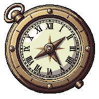 Clockwork Compass Silver Nickel Plated — free pixel art sprite from the Runner Steampunk Gadgets collection, transparent PNG