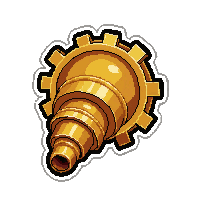 Gear Powered Drill Polished Brass Gold — free pixel art sprite from the Runner Steampunk Gadgets collection, transparent PNG