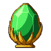 golden statue  emerald green crystal